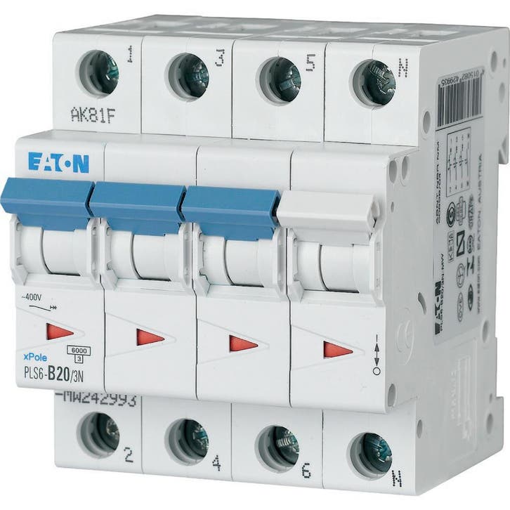 Eaton installatieautomaat B karakteristiek 20a 4P 3, Doe-het-zelf en Verbouw, Elektra en Kabels