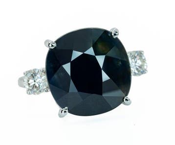 Zonder minimumprijs - Ring - 14 karaat Witgoud, Deep Blue, Nieuw