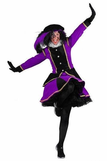 Zwarte Piet Dame Madrid Zwart-Paars - S, Verzenden, Nieuw