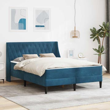vidaXL Bedframe met matras met matras Blauw 140 x 190 cm, Huis en Inrichting, Slaapkamer | Matrassen en Bedbodems, Verzenden, Nieuw