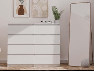 Ladekast  wit  120 cm 8 lades (Slaapkamer), 5 laden of meer, Verzenden, Nieuw, Overige houtsoorten