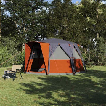 vidaXL Cabinetent 6-Personen Grijs en Oranje 425 x 396 x 222, Verzenden, Nieuw, Tot en met 2