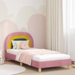 vidaXL Bedframe voor kinderen met hoofdbord Roze 80 x 200 cm, Verzenden, Nieuw, Stof
