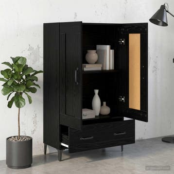 vidaXL buffetkast Zwart eiken 70 x 31 x 115 cm Bewerkt hout, Minder dan 50 cm, Verzenden, 100 tot 150 cm, Nieuw