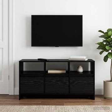 vidaXL Tv-meubel 102 x 37,5 x 52,5 cm Zwart eiken Bewerkt, Huis en Inrichting, Minder dan 50 cm, Verzenden, Nieuw, Minder dan 100 cm