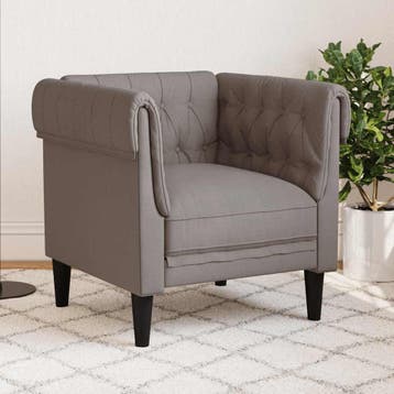 vidaXL Fauteuil Chesterfield-stijl stof taupe, Eenpersoons, Verzenden, Nieuw, Minder dan 150 cm