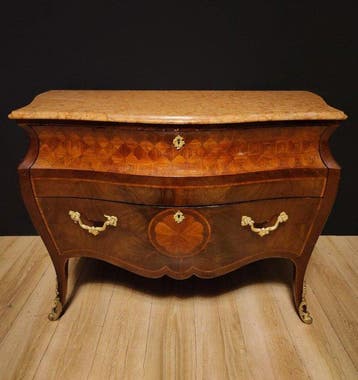 Ladekast - Walnoot, Palissander, Marmer - Antieke commode
