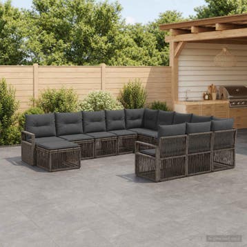 vidaXL Tuinbankenset 12 st Grijs poly rattan, Verzenden, Nieuw, 2 zitplaatsen