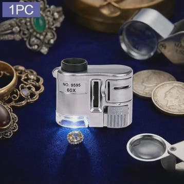 Mini Vergrootglas 60x met LED en UV Licht - Zakformaat Loupe, Verzenden, Nieuw
