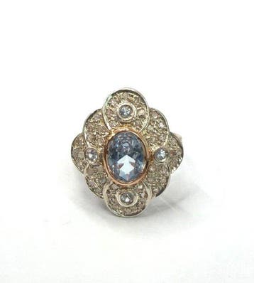 Zonder minimumprijs - Ring - 9 kt. Roségoud, Zilver Spinel -, Nieuw