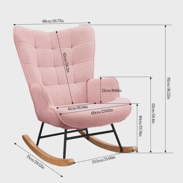 Roze Teddy Fluweel Schommelstoel met Armleuningen - Comforta, Huis en Inrichting, Stoelen, Verzenden, Nieuw