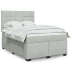 vidaXL Boxspring met matras fluweel lichtgrijs 160x200 cm, Verzenden, 200 cm, 160 cm, Nieuw