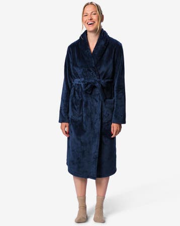 HEMA Damesbadjas fleece donkerblauw, Verzenden