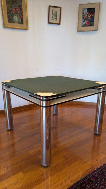 Zanotta - Joe Colombo - Speeltafel - Poker - Vilt, Roestvrij