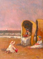 Cor Wakum - Atelier (1966) - Strandleven 1910, Antiek en Kunst