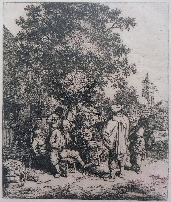 Adriaen van Ostade (1610-1685) - The Fiddler and the, Antiek en Kunst, Antiek | Overige Antiek