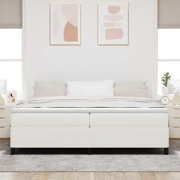 vidaXL Boxspringbed Crèmekleurig 200 x 200 cm Katoen Stof, Verzenden, Crème, Stof, Nieuw