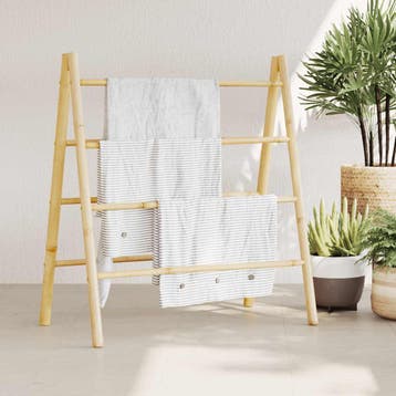 vidaXL Handdoekladder met 4 sporten 90x50x100 cm bamboe, Verzenden, Nieuw, Bruin