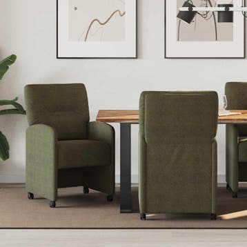 vidaXL Eetkamerstoelen met Wieltjes 2 st Faux suede leer, Huis en Inrichting, Stoelen, Verzenden, Nieuw