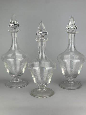 Fles (3) - Glas, Kristal - Art Deco-stijl