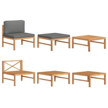 vidaXL 3-delige Loungeset met donkergrijze kussens teakhout, Verzenden, Nieuw, Hout, Loungeset
