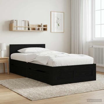 vidaXL Bedframe met lade met hoofdeinde 2 st Zwart eiken, Verzenden, Nieuw, Zwart, Hout