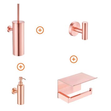 Toilet accessoires set Mat rose goud design met, Verzenden, Nieuw