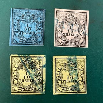 Oldenburg 1852 - Wapenschild van Oldenburg - Michel 2IV, 3I, Gestempeld