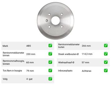 Remtrommel Achteras Chevrolet Tacuma – AutopartsOnline.nl, Verzenden, Nieuw, Chevrolet