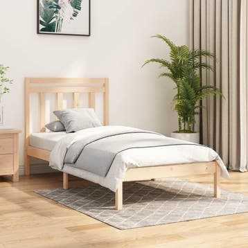vidaXL Bedframe massief hout 90x200 cm, 90 cm, Eenpersoons, Bruin, Verzenden