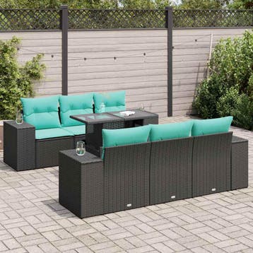 vidaXL 7-delige Loungeset met kussens poly rattan acacia, Verzenden, Nieuw, Loungeset