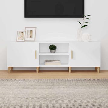 vidaXL Tv-meubel 150x30x50 cm bewerkt hout wit, 100 tot 150 cm, Verzenden, Nieuw, Minder dan 100 cm