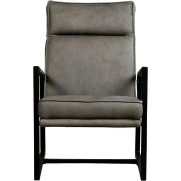 Leren fauteuil Square - Rancho Steel (grijs), Nieuw, Ophalen of Verzenden, 50 tot 75 cm, Industrieel, Modern