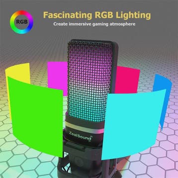 Zealsound RGB Opname Microfoon met Arm & Statief - USB Conde, Muziek en Instrumenten, Microfoons, Verzenden, Nieuw