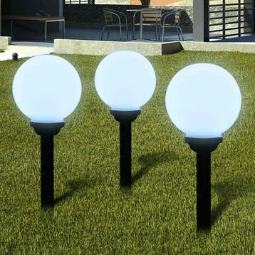 vidaXL Tuinpadlampen 3 st met grondpin LED 20 cm, Verzenden, Nieuw, Kunststof