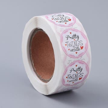 1 rol 500 stickers Wensetiket zegel rond 25mm Pretty Thin..., Ophalen of Verzenden, Nieuw