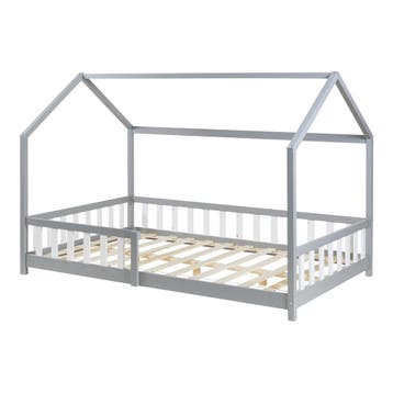 Kinderbed Hesel huisbed met uitvalbeveiliging 140x200 cm gri, Verzenden, Nieuw
