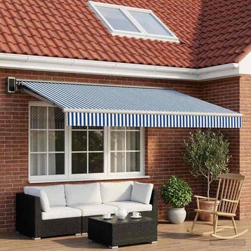 vidaXL Vervangingsdoek voor zonnescherm Blauw en Wit 450 ×, Verzenden, Nieuw