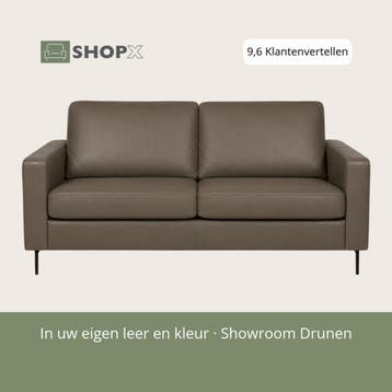 Leren bank Match - 3 zits - Toledo Moss (bruin/groen) -, Nieuw, Ophalen of Verzenden, Rechte bank, Modern