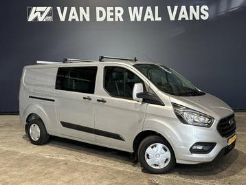 Ford Transit Custom 2.0 TDCI 131pk L2H1 Dubbele Cabine Euro6, Stof, Gebruikt, Dealer onderhouden, Ford