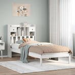 vidaXL Bed met boekenkast zonder matras grenenhout wit, Huis en Inrichting, Slaapkamer | Bedden, 90 cm, Eenpersoons, Verzenden