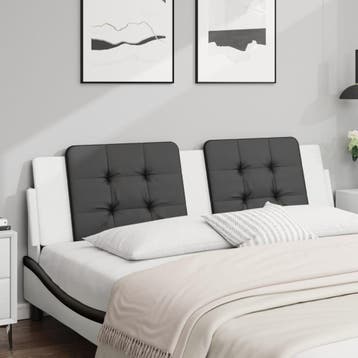 vidaXL Hoofdbordkussen Zadar 180 cm kunstleer zwart en wit, Verzenden, Nieuw, Zwart, Overige materialen