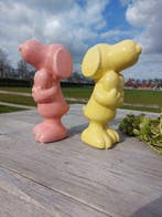 Beeld, pink and yellow snoopy - 20 cm - Keramiek