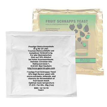 Prestige - Fruit en schnapps - Turbo gist / yeast - 25 Liter, Ophalen of Verzenden, Nieuw, Overige typen