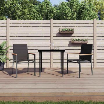 vidaXL Tuinstoelen 2 st 55x61,5x90 cm textileen en staal, Tuin en Terras, Verzenden, Nieuw, Metaal