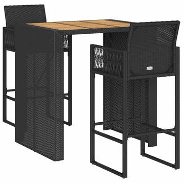 vidaXL 3-delige Tuinbarset zonder kussens poly rattan acacia, Verzenden, Nieuw, 2 zitplaatsen