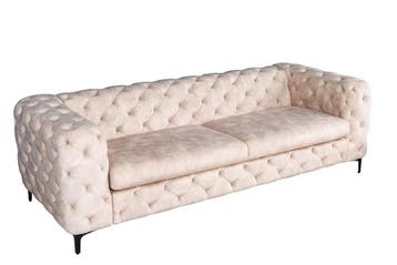 Chesterfield 3-zitsbank MODERN BAROK 235cm champagne fluweel, Ophalen of Verzenden, Nieuw