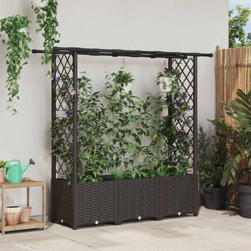 vidaXL Verhoogd Bed met Trellis en Dak Bruin 162,5 x 40 x, Tuin en Terras, Verzenden, Nieuw, Minder dan 60 cm, 60 cm of meer