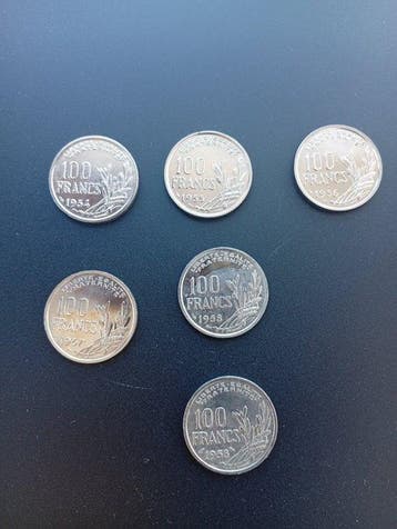 Frankrijk. 100 Francs 1954/1958 Cochet (6 monete) con 1958