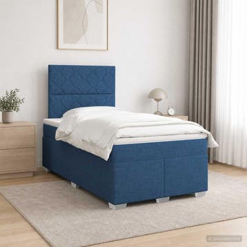 vidaXL Boxspringbed met matras met hoofdeinde Blauw 120 x, Verzenden, Nieuw, Twijfelaar, Blauw